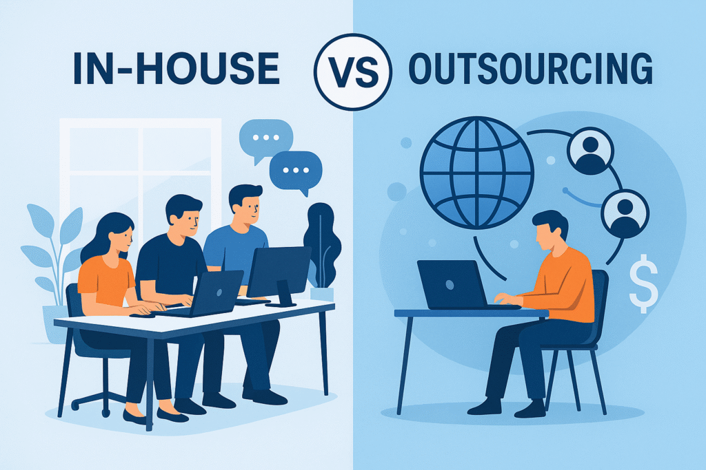 In-house team vs outsourced development team collaboration